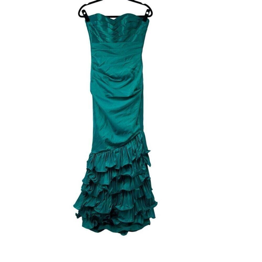 Cinderella Divine Emerald Green Bustier Taffeta Mermaid Formal Prom Dress Sz S